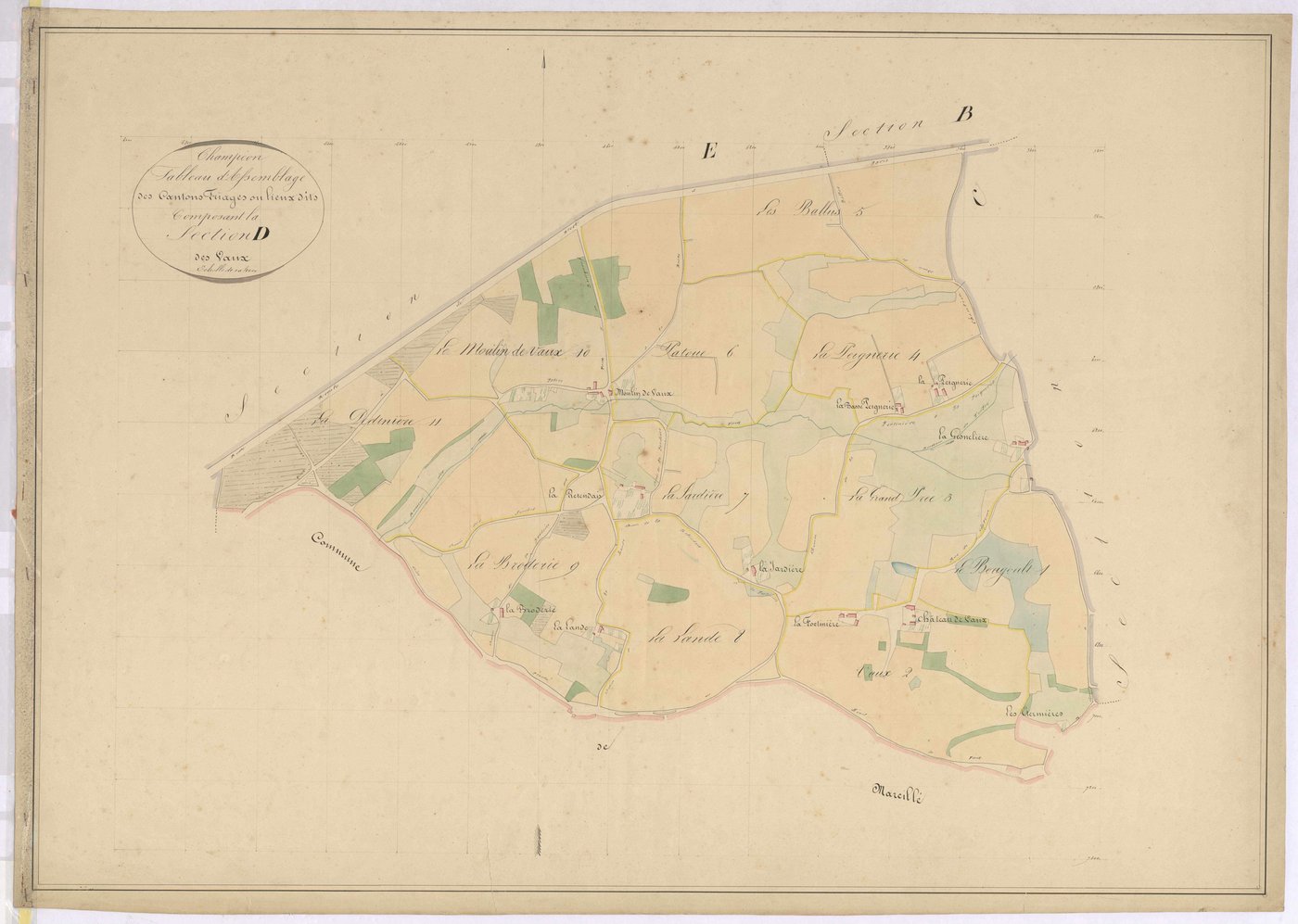 Tableau d'assemblage section D - Vaux (les)
