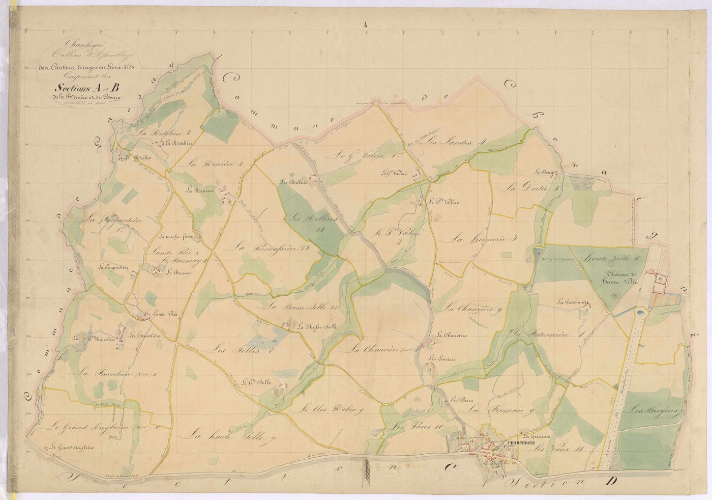 Tableau d'assemblage sections A et B - Renière (la)