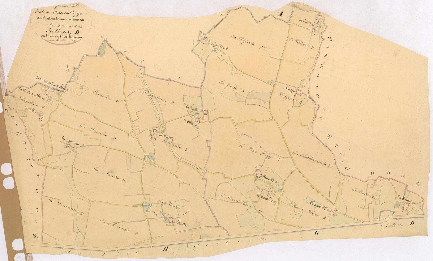 Tableau d'assemblage sections B et C - Landes (les)