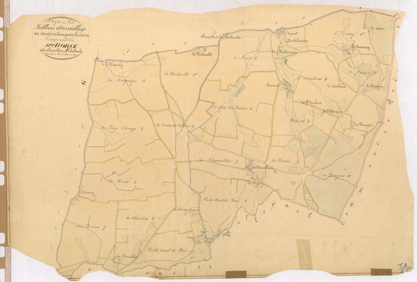 Tableau d'assemblage sections E et F - Chauvellière (la)