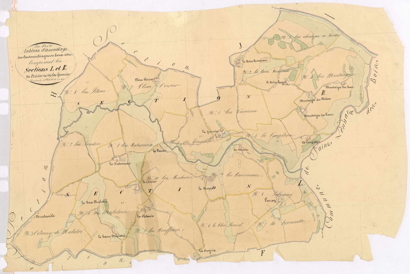 Tableau d'assemblage section K et L - Gueurie (la)