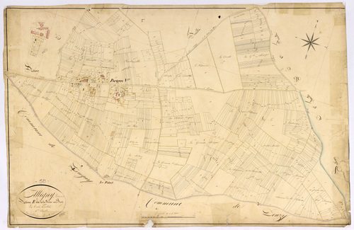 Alligny-Cosne, cadastre ancien : plan parcellaire de la section E dite de la Brosse au Brin, feuille 3
