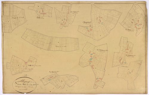 Alligny-Cosne, cadastre ancien : plan parcellaire des sections A à E, développement