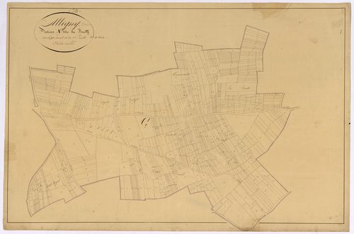 Alligny-Cosne, cadastre ancien : plan parcellaire de la section A dite du Bourg, feuille 1, développement 1