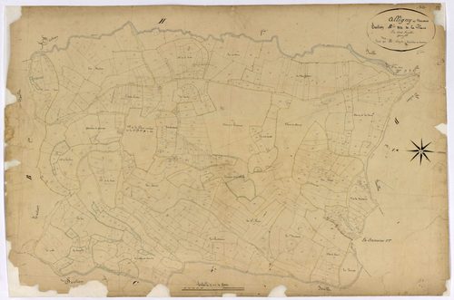 Alligny-en-Morvan, cadastre ancien : plan parcellaire de la section B dite de la Place, feuille 2
