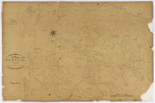 Alligny-en-Morvan, cadastre ancien : plan parcellaire de la section B dite de la Place, feuille 1
