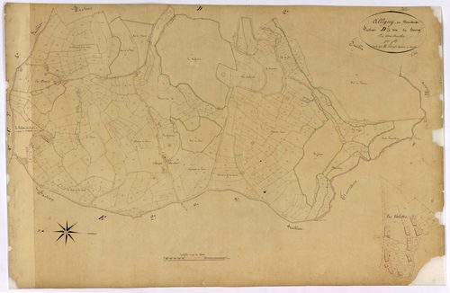 Alligny-en-Morvan, cadastre ancien : plan parcellaire de la section D dite du Bourg, feuille 3