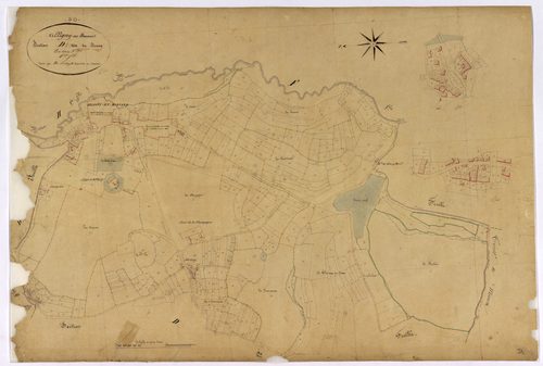 Alligny-en-Morvan, cadastre ancien : plan parcellaire de la section D dite du Bourg, feuille 1