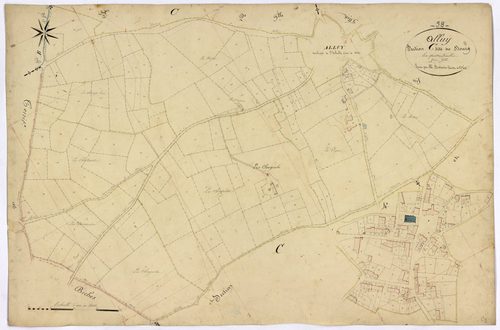Alluy, cadastre ancien : plan parcellaire de la section C dite du Bourg, feuille 3