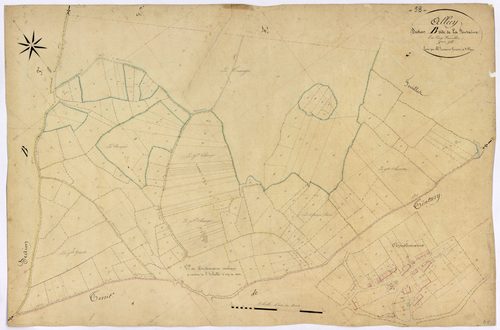 Alluy, cadastre ancien : plan parcellaire de la section B dite de la Fontaine, feuille 5