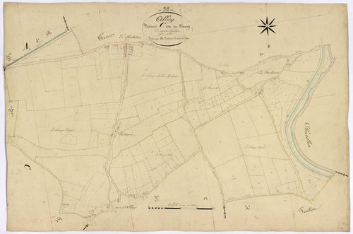 Alluy, cadastre ancien : plan parcellaire de la section C dite du Bourg, feuille 1