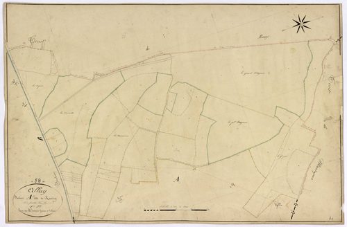Alluy, cadastre ancien : plan parcellaire de la section A dite de Ravisy, feuille 1
