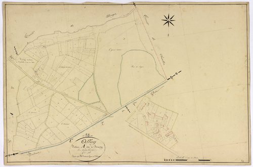Alluy, cadastre ancien : plan parcellaire de la section A dite de Ravisy, feuille 4