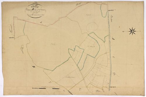 Alluy, cadastre ancien : plan parcellaire de la section B dite de la Fontaine, feuille 1