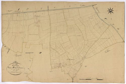 Alluy, cadastre ancien : plan parcellaire de la section B dite de la Fontaine, feuille 2