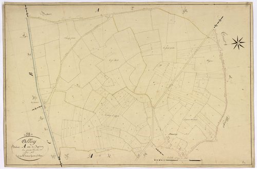 Alluy, cadastre ancien : plan parcellaire de la section A dite de Ravisy, feuille 3