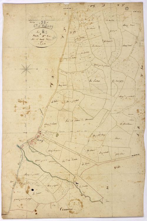 Anlezy, cadastre ancien : plan parcellaire de la section B dite de Faches, feuille 2