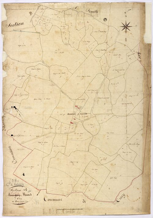 Anlezy, cadastre ancien : plan parcellaire de la section B dite d' Anlezy à Nérondes, feuille 5