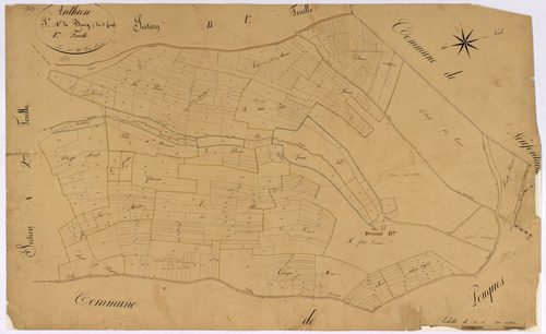 Anthien, cadastre ancien : plan parcellaire de la section A dite du Bourg, feuille 1