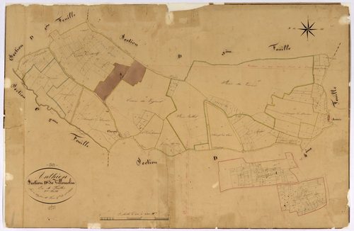 Anthien, cadastre ancien : plan parcellaire de la section D dite de Villemolin, feuille 2
