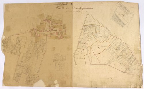 Anthien, cadastre ancien : plan parcellaire de la section B dite du Chemin, développement