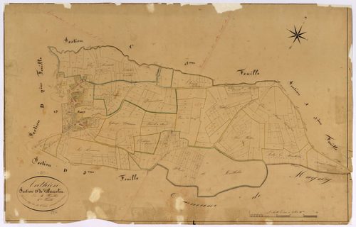 Anthien, cadastre ancien : plan parcellaire de la section D dite de Villemolin, feuille 1