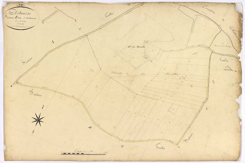 Arbourse, cadastre ancien : plan parcellaire de la section B dite d'Arbourse, feuille 1