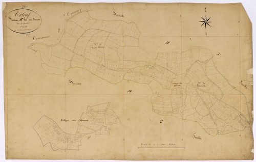 Arleuf, cadastre ancien : plan parcellaire de la section H dite des Brenots, feuille 1
