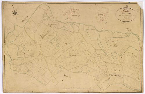 Arleuf, cadastre ancien : plan parcellaire de la section D dite du Chatelet, feuille 1