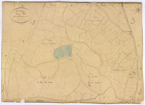 Arleuf, cadastre ancien : plan parcellaire de la section A dite des Paquelins, feuille 2