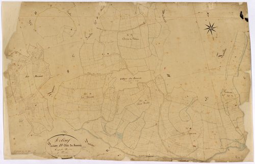 Arleuf, cadastre ancien : plan parcellaire de la section H dite des Brenots, feuille 4