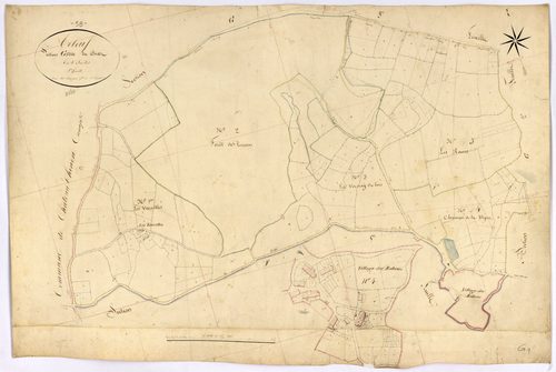 Arleuf, cadastre ancien : plan parcellaire de la section G dite du Chaz, feuille 1