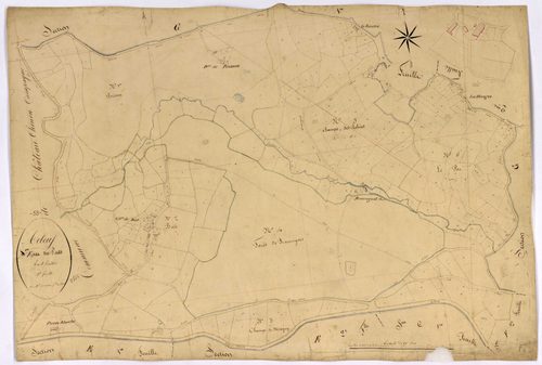 Arleuf, cadastre ancien : plan parcellaire de la section F dite des Petits, feuille 1