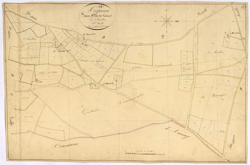 Arquian, cadastre ancien : plan parcellaire de la section B dite des Gatines, feuille 4