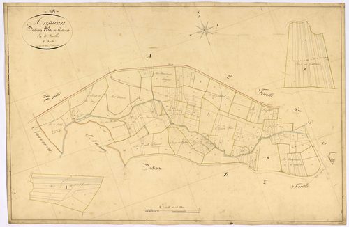 Arquian, cadastre ancien : plan parcellaire de la section B dite des Gatines, feuille 1