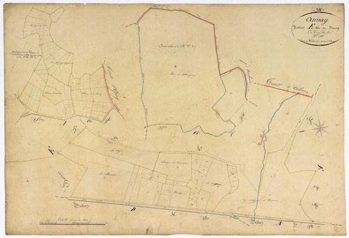 Aunay-en-Bazois, cadastre ancien : plan parcellaire de la section E dite du Bourg, feuille 3
