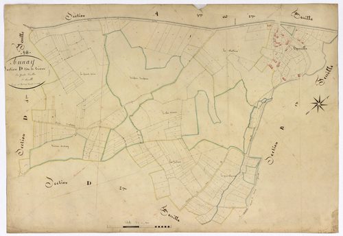Aunay-en-Bazois, cadastre ancien : plan parcellaire de la section D dite de Crieur, feuille 1