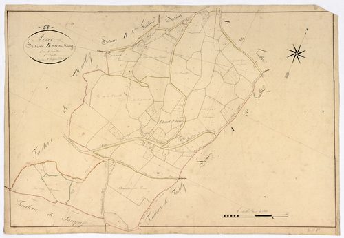 Avrée, cadastre ancien : plan parcellaire de la section B dite du Bourg, feuille 1