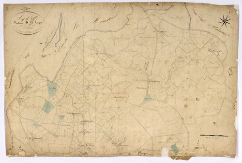 Azy-le-Vif, cadastre ancien : plan parcellaire de la section D dite de Lorgue, feuille 1