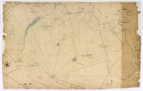 Azy-le-Vif, cadastre ancien : plan parcellaire de la section B dite du Peray