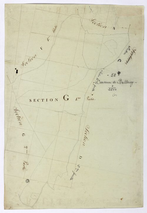 Balleray, cadastre ancien : plan parcellaire de la section G, feuille 1