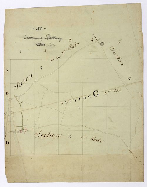 Balleray, cadastre ancien : plan parcellaire de la section G, feuille 2