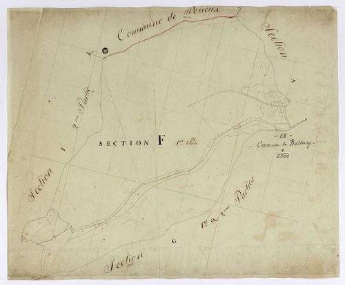 Balleray, cadastre ancien : plan parcellaire de la section F, feuille 1