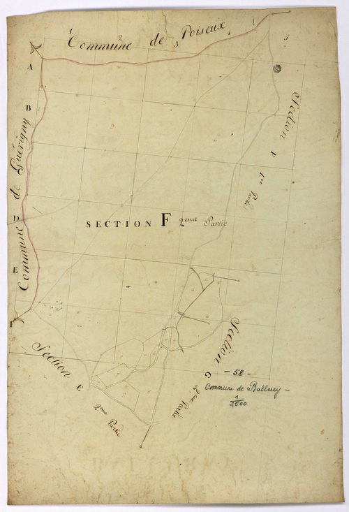 Balleray, cadastre ancien : plan parcellaire de la section F, feuille 2