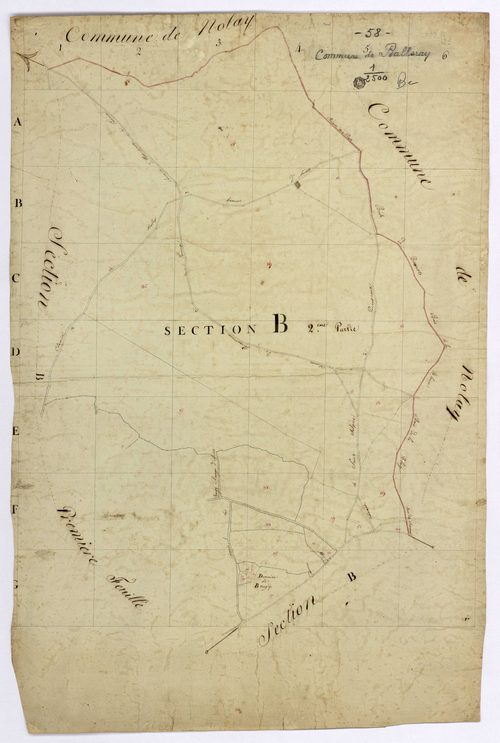 Balleray, cadastre ancien : plan parcellaire de la section B, feuille 2