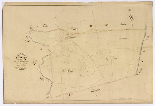 Bazolles, cadastre ancien : plan parcellaire de la section D dite de la Bertonnière, feuille 2