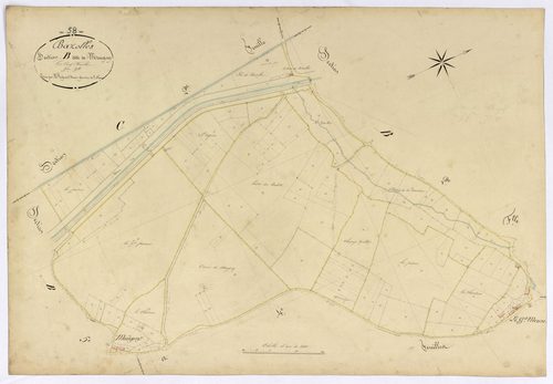 Bazolles, cadastre ancien : plan parcellaire de la section B dite de Mougny, feuille 3