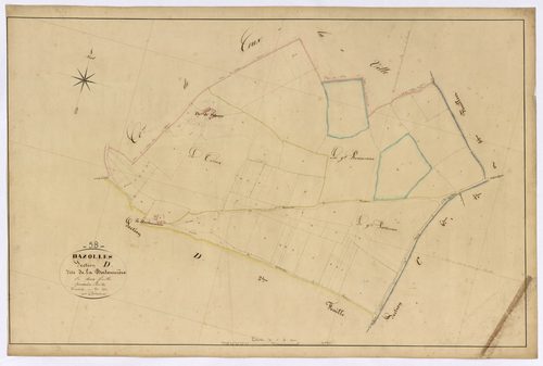 Bazolles, cadastre ancien : plan parcellaire de la section D dite de la Bertonnière, feuille 1