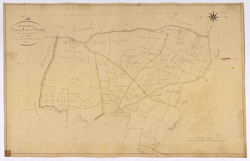 Beaulieu, cadastre ancien : plan parcellaire de la section B dite de Reugny, feuille 1