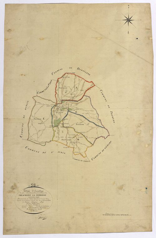 Beaumont-la-Ferrière, cadastre ancien : tableau d'assemblage